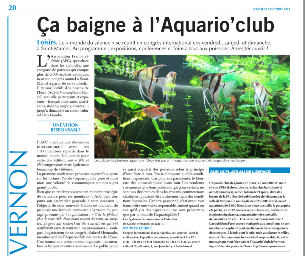 Paris Normandie du 2 octobre 2015 - Ca baigne à l'Aquario'Club